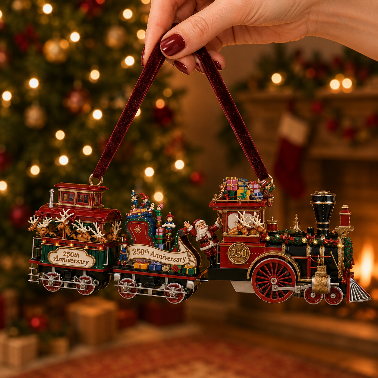 ✨Vintage-style steam train Christmas tree ornament