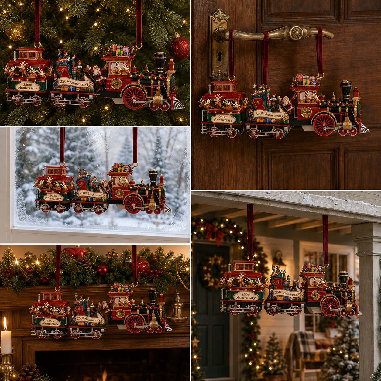 ✨Vintage-style steam train Christmas tree ornament