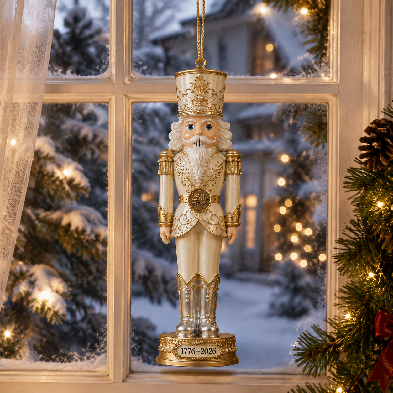 🔥Last 30pcs✨⏰ Limited anniversary edition✨49% OFF!🔥2026 America 250th Anniversary Ivory & Gold Nutcracker Ornament