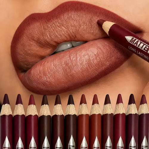 12Pcs Matte Lip Liner With Sharpener Set Waterproof Smudgeproof Precise Contour Lipstick Pens 🖌️ - image 1