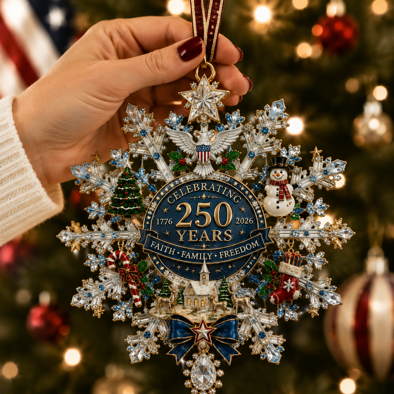 🔥Last 40 pcs✨⏰ Limited anniversary edition✨49% OFF!🔥Shimmering Silver Christmas Commemorative Snowflake Ornament