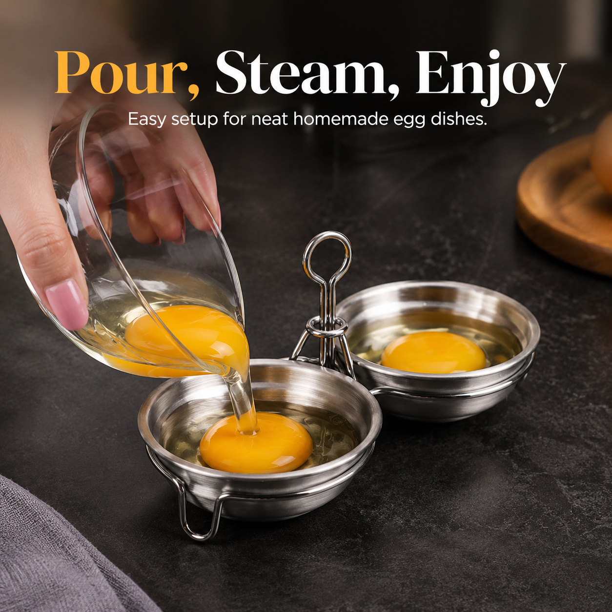 🍳 3-Cup Stainless Steel Egg Poacher – Egg Steamer Set - image 6