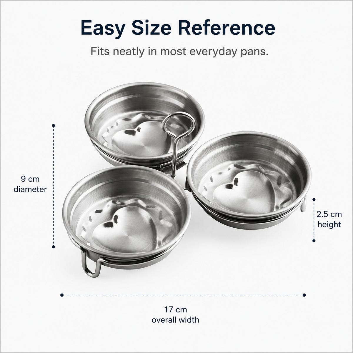 🍳 3-Cup Stainless Steel Egg Poacher – Egg Steamer Set - image 8