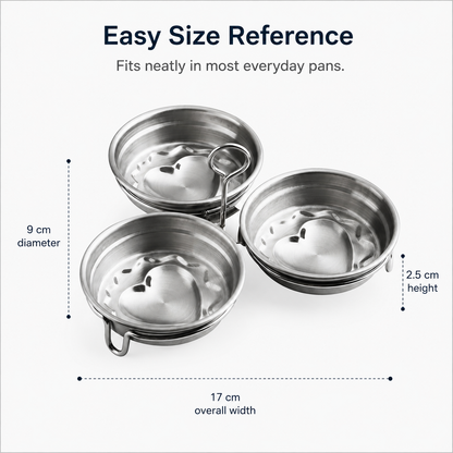 🍳 3-Cup Stainless Steel Egg Poacher – Egg Steamer Set - image 8