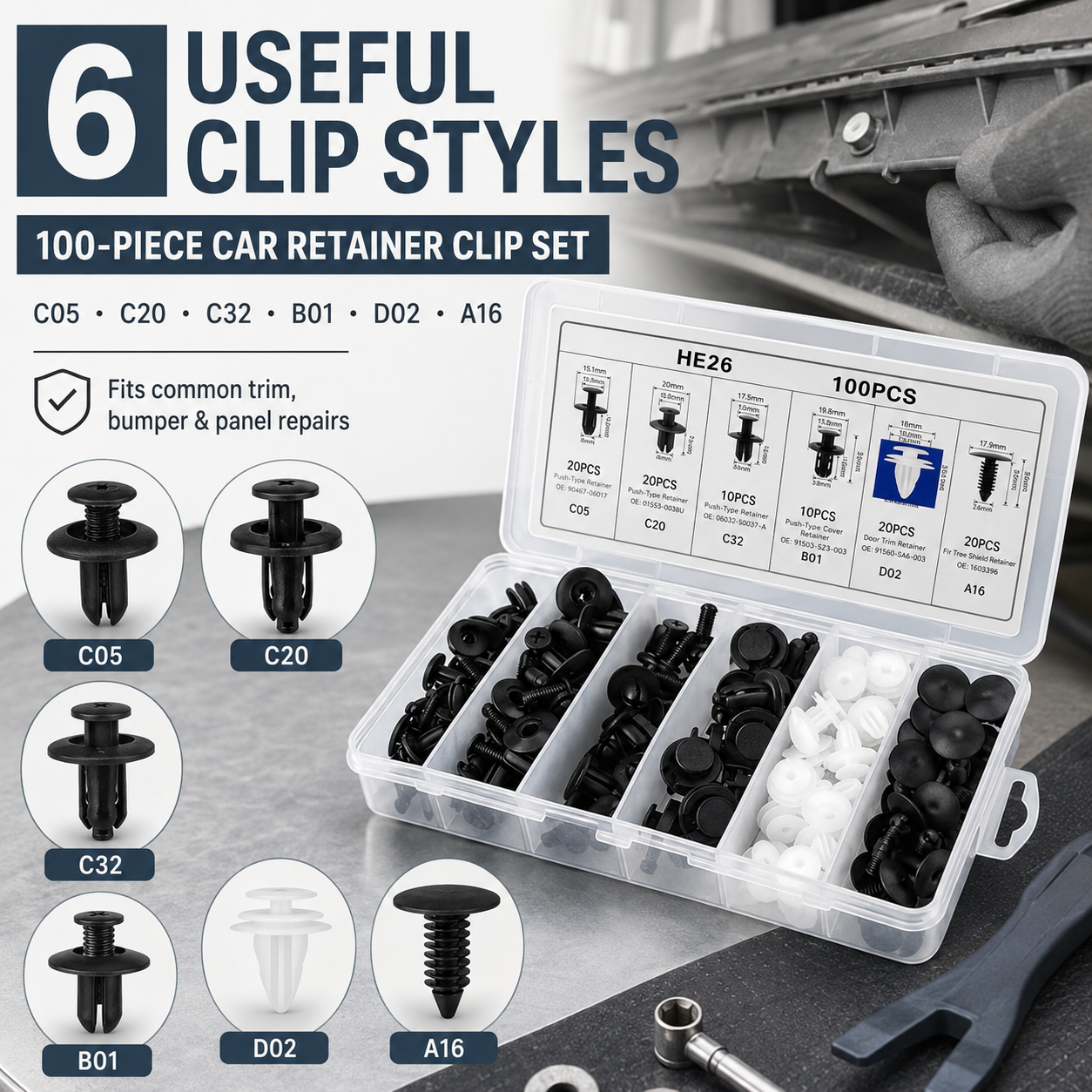 🔥 Hot Sale | 100PCS Bumper Retainer Clips Car Body Trim Clips Set