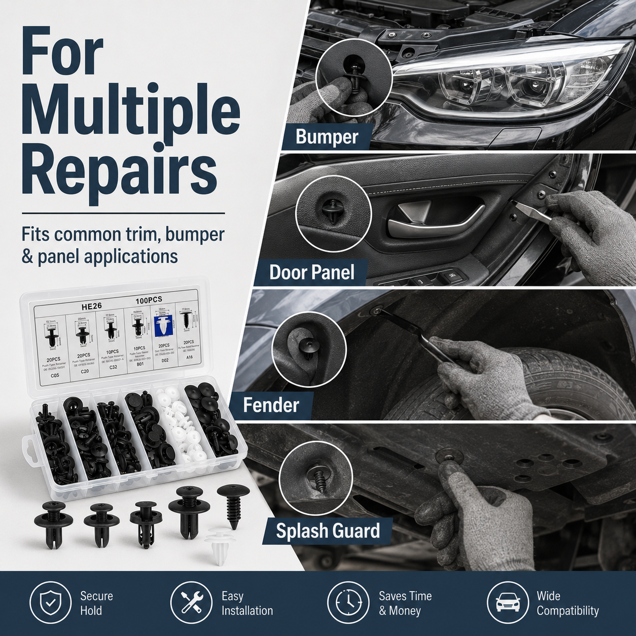 🔥 Hot Sale | 100PCS Bumper Retainer Clips Car Body Trim Clips Set
