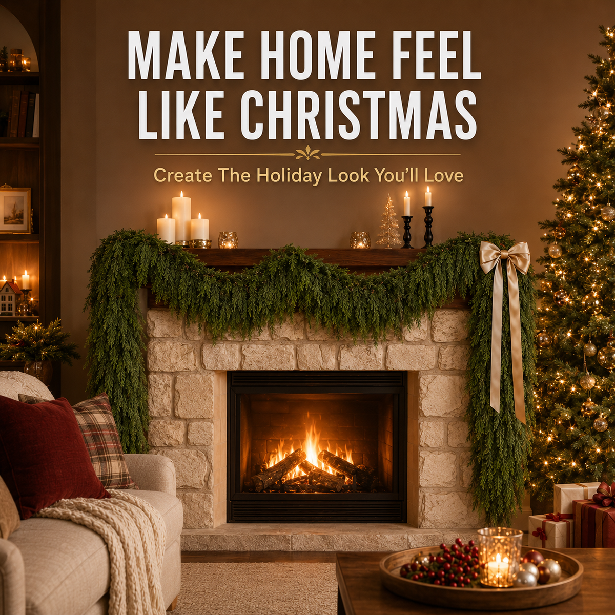 🎄 2-Pack Real-Touch Cedar Garland – Lush Christmas Greenery - image 2