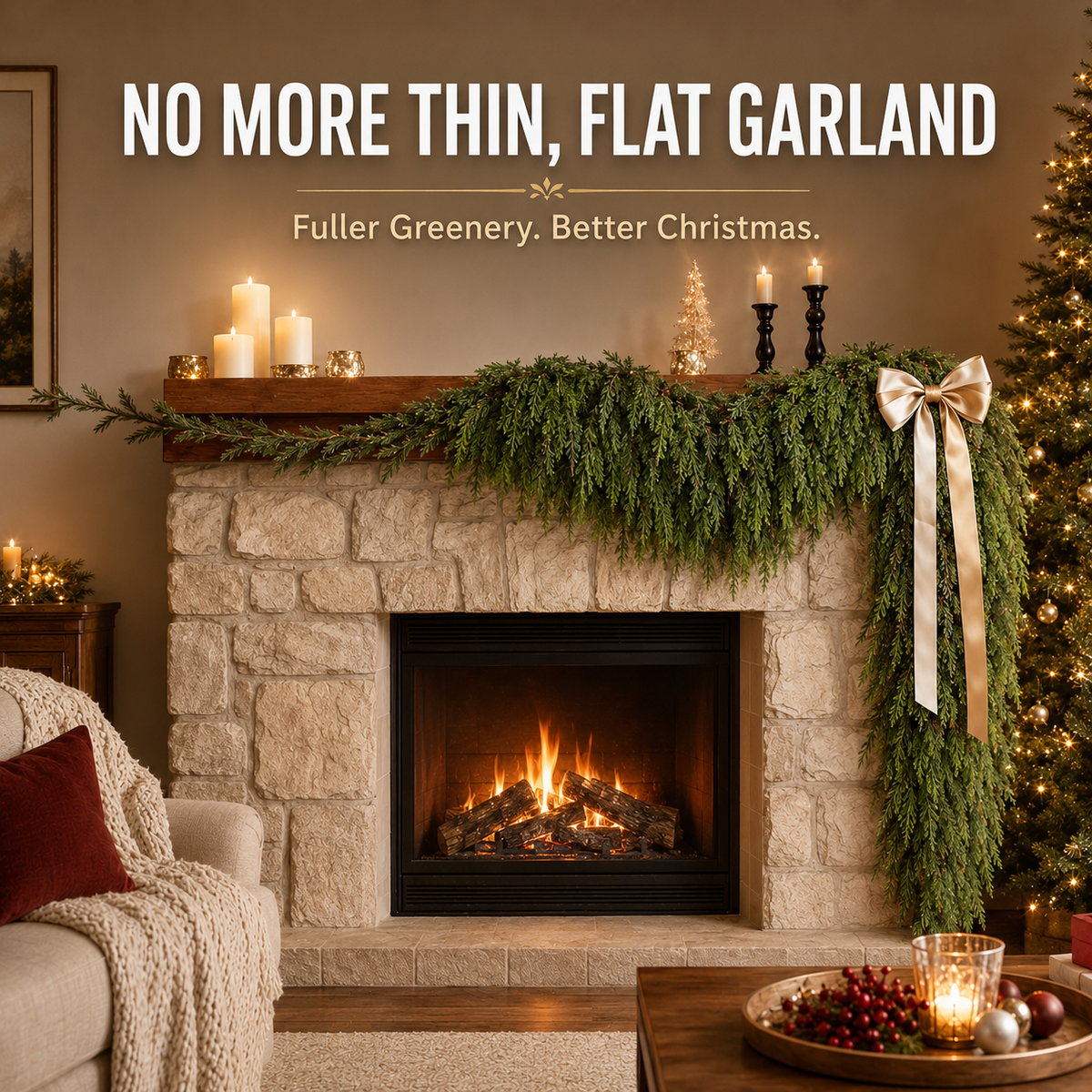 🎄 2-Pack Real-Touch Cedar Garland – Lush Christmas Greenery - image 8