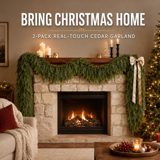 🎄 2-Pack Real-Touch Cedar Garland – Lush Christmas Greenery - image 1