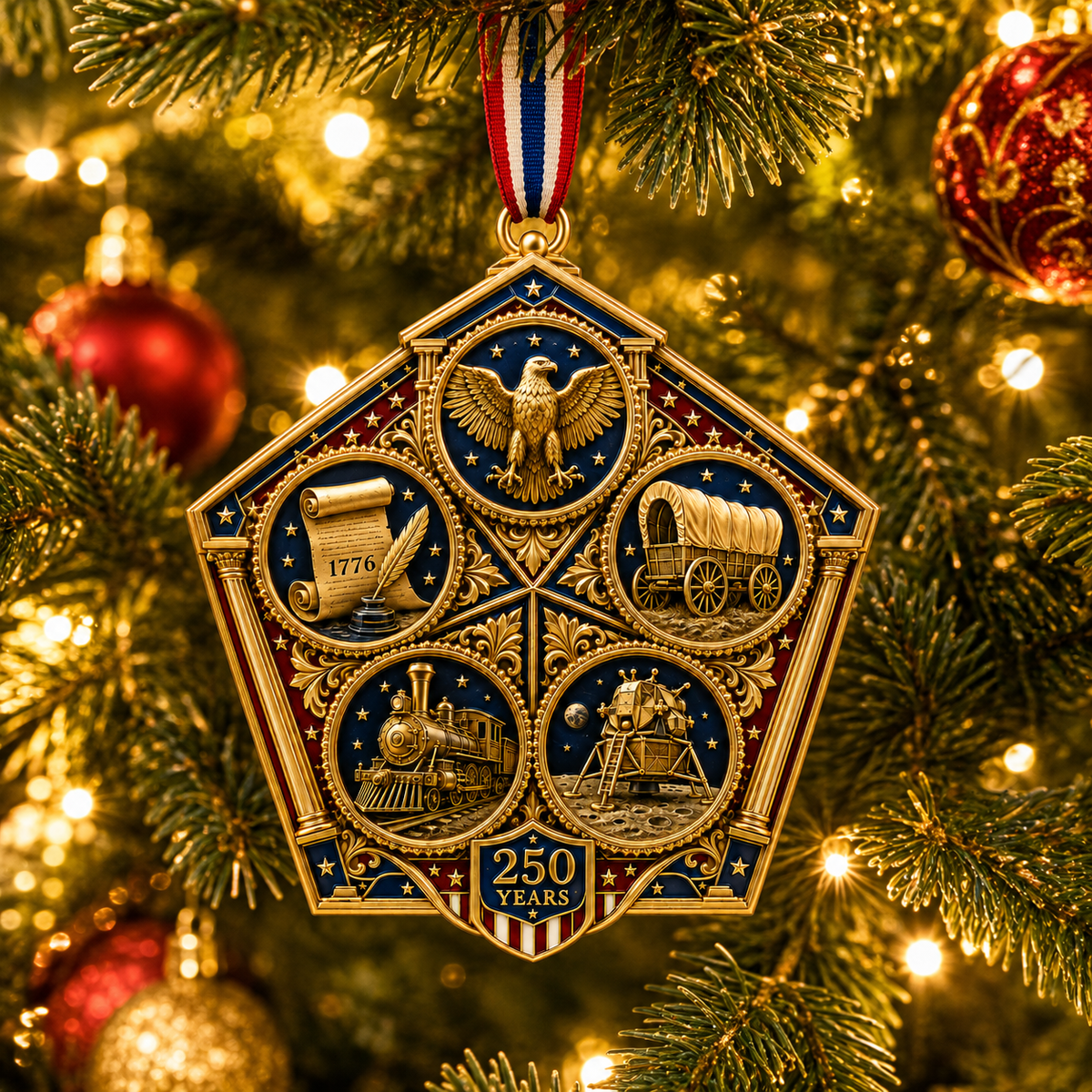 ❤️🔥Last 30pcs🔥🔥 Limited Edition 🔥 2026 America 250th Anniversary Heritage Journey Christmas Ornament 🇺🇸🎄✨