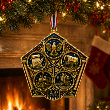 ❤️🔥Last 30pcs🔥🔥 Limited Edition 🔥 2026 America 250th Anniversary Heritage Journey Christmas Ornament 🇺🇸🎄✨