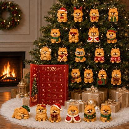 ❤️🎄2026 Pomeranian Christmas Ornament Advent Calendar