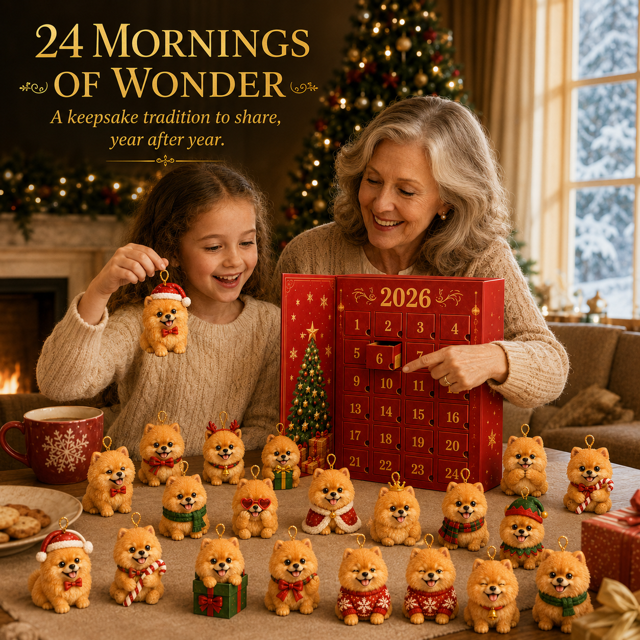 ❤️🎄2026 Pomeranian Christmas Ornament Advent Calendar