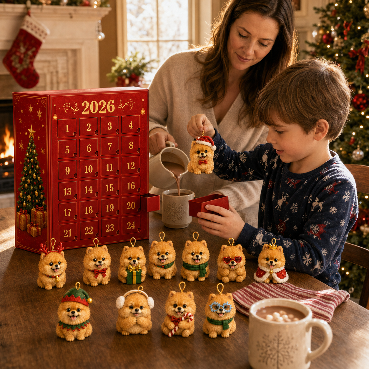 ❤️🎄2026 Pomeranian Christmas Ornament Advent Calendar