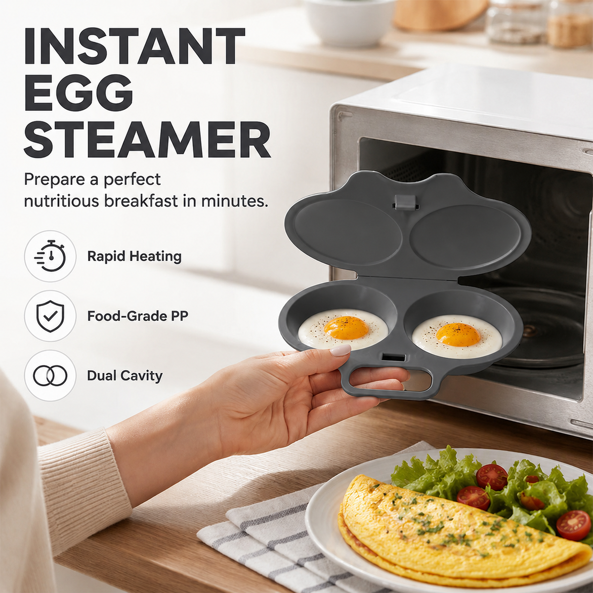 🥚✨ BUY 1 GET 1 FREE! Dual-Cavity Microwave Egg Poacher | Quick & Healthy Breakfast in Minutes 🍳 - image 5