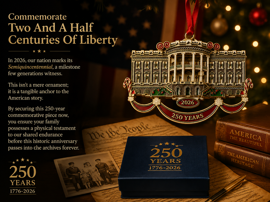 America 250th anniversary commemorative ornament display