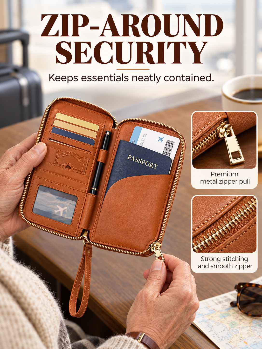 ✈️ Travel Deal – Zipper Passport Organizer 💼 RFID-Blocking Travel Holder for Cards, IDs & Essentials 🔒 - image 4