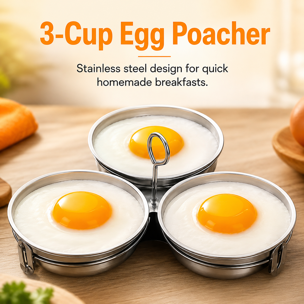 🍳 3-Cup Stainless Steel Egg Poacher – Egg Steamer Set - image 4