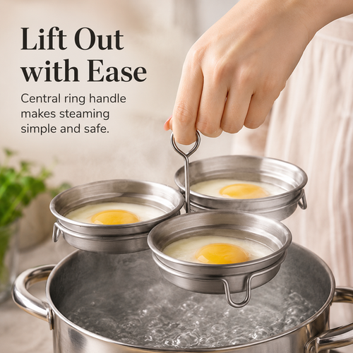 🍳 3-Cup Stainless Steel Egg Poacher – Egg Steamer Set - image 1