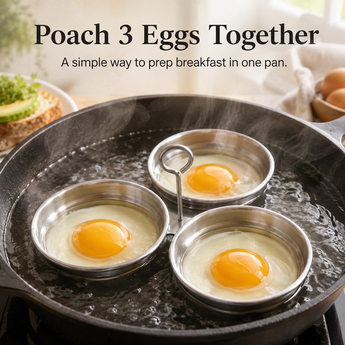 🍳 3-Cup Stainless Steel Egg Poacher – Egg Steamer Set - image 5