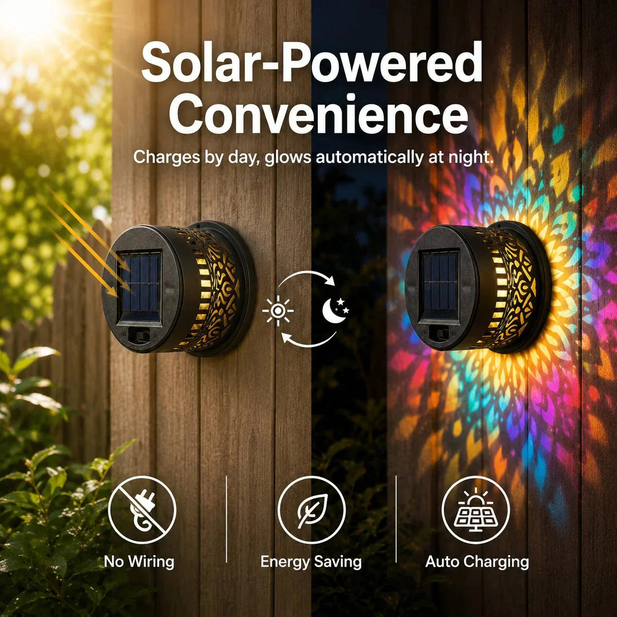 🌀💥Limited Sale Buy 4 Get 2 Free🌞💡Solar Mandala Wall Light Outdoor Garden Fence Projector Lamp Patio Ambient Decor