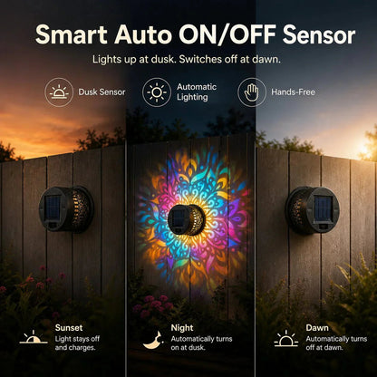 🌀💥Limited Sale Buy 4 Get 2 Free🌞💡Solar Mandala Wall Light Outdoor Garden Fence Projector Lamp Patio Ambient Decor