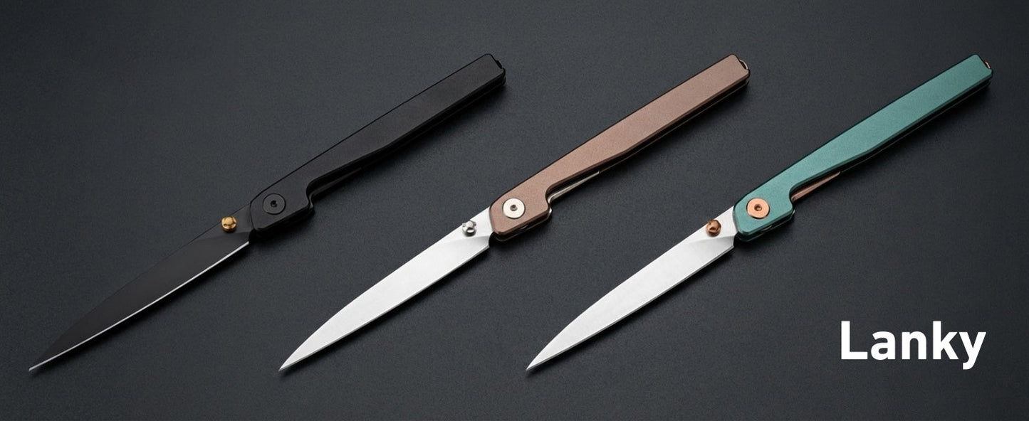 🔥Limited Time Discount 🎉Lanky Liner Lock Front Flipper Knife Black Aluminum Handle