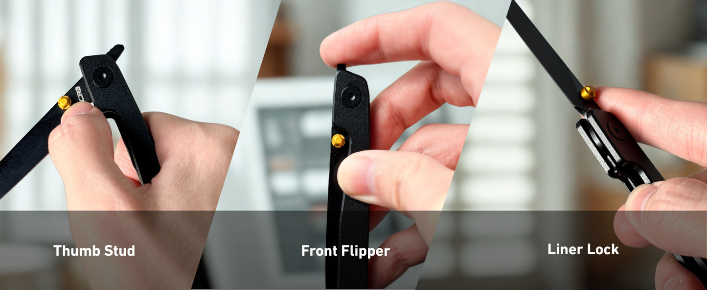 🔥Limited Time Discount 🎉Lanky Liner Lock Front Flipper Knife Black Aluminum Handle