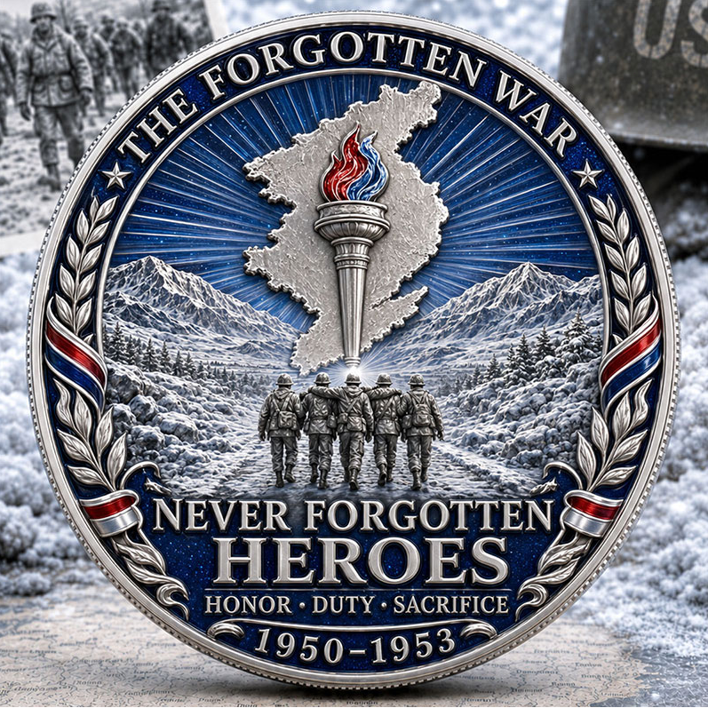 Korean War "Never Be Forgotten" Commemorative Challenge Coin