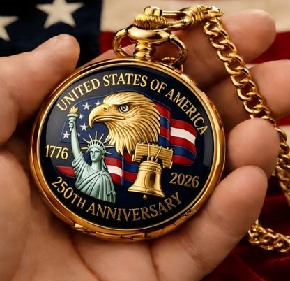America 250th Anniversary Commemorative Pocket Watch — 1776-2026