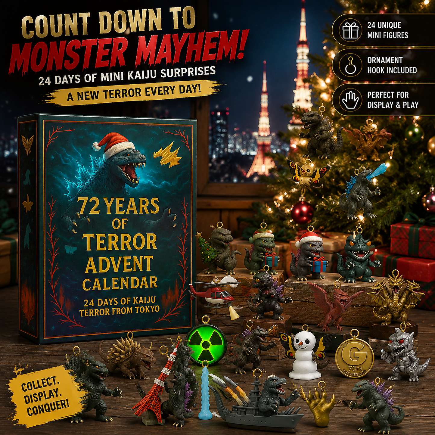 🦖Godzilla Kaiju Advent Calendar, 24-Day Christmas Countdown Calendar