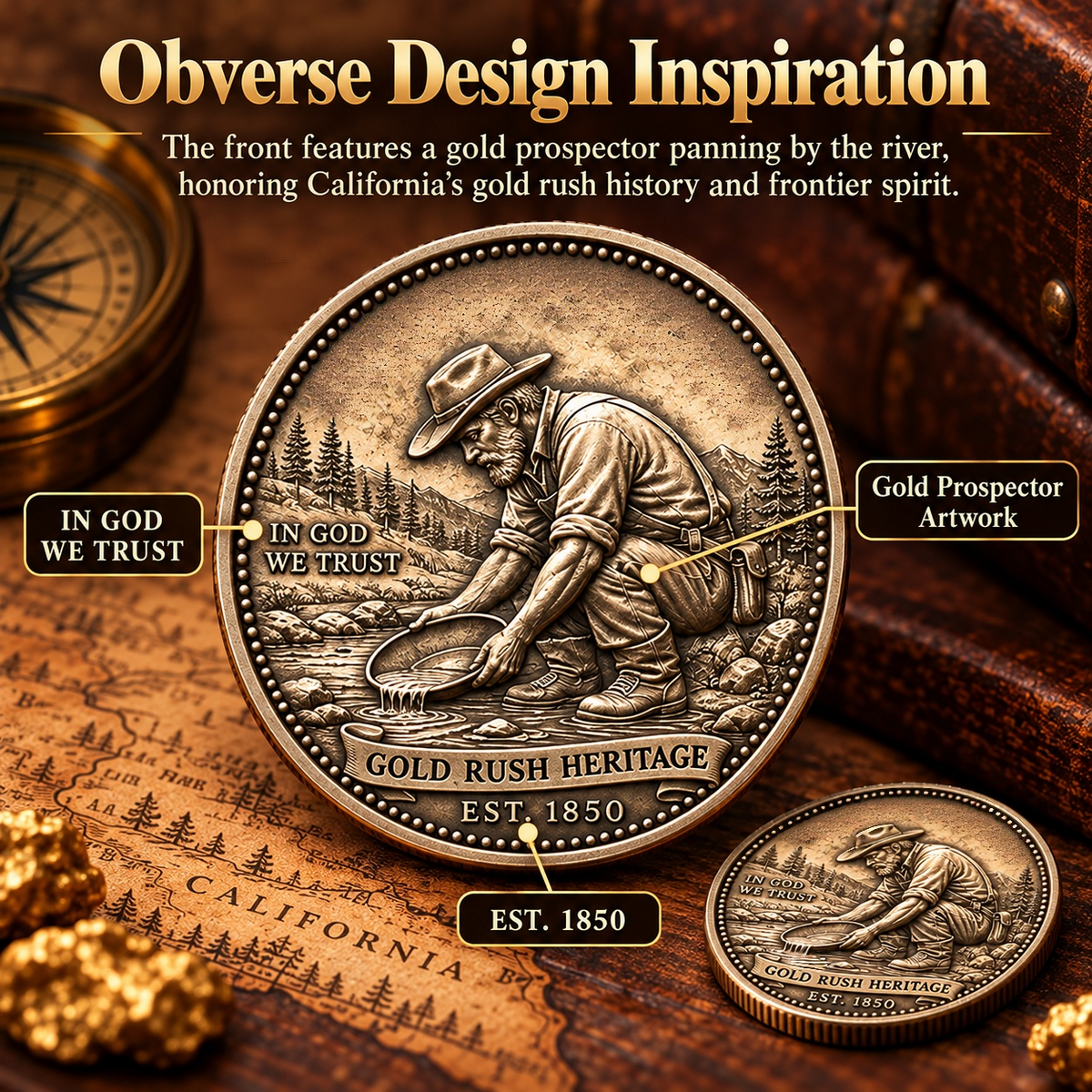 🇺🇸Own a Piece of California's History⛏️California Gold Rush Heritage Commemorative Coin