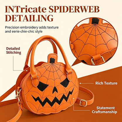 Spooky Jack-O-Lantern Pumpkin Crossbody Bag Novelty Spiderweb Stitching Handbag🎃 - image 3