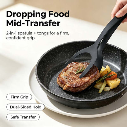 Grip & Flip Spatula Tongs - Sturdy, Durable Non-Stick Egg Flipper & Food Turner🥢 - image 2
