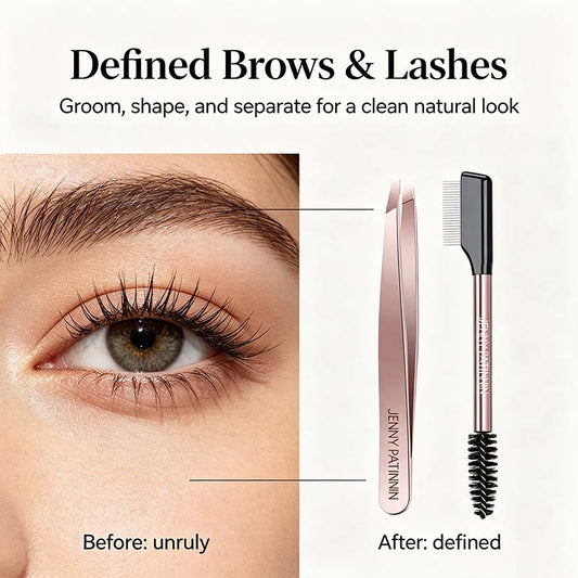 The Big Reveal Lash & Brow Touch Up Tool Set | Precision Stainless Steel Tweezers & Dual-Ended Lash Comb✨ - image 1