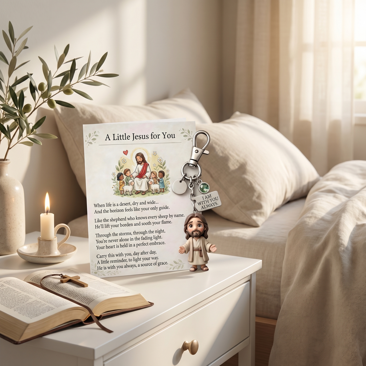"A Little Jesus for You" - Comforting Pocket Reminder Keychain & Poem Card Gift Set 🌟🙏 - image 10