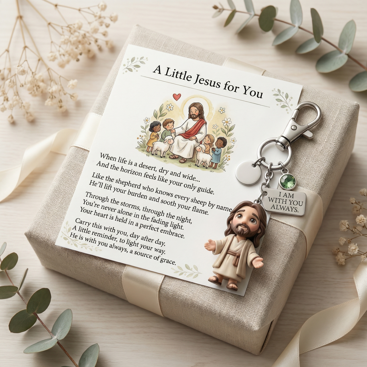 "A Little Jesus for You" - Comforting Pocket Reminder Keychain & Poem Card Gift Set 🌟🙏 - image 5