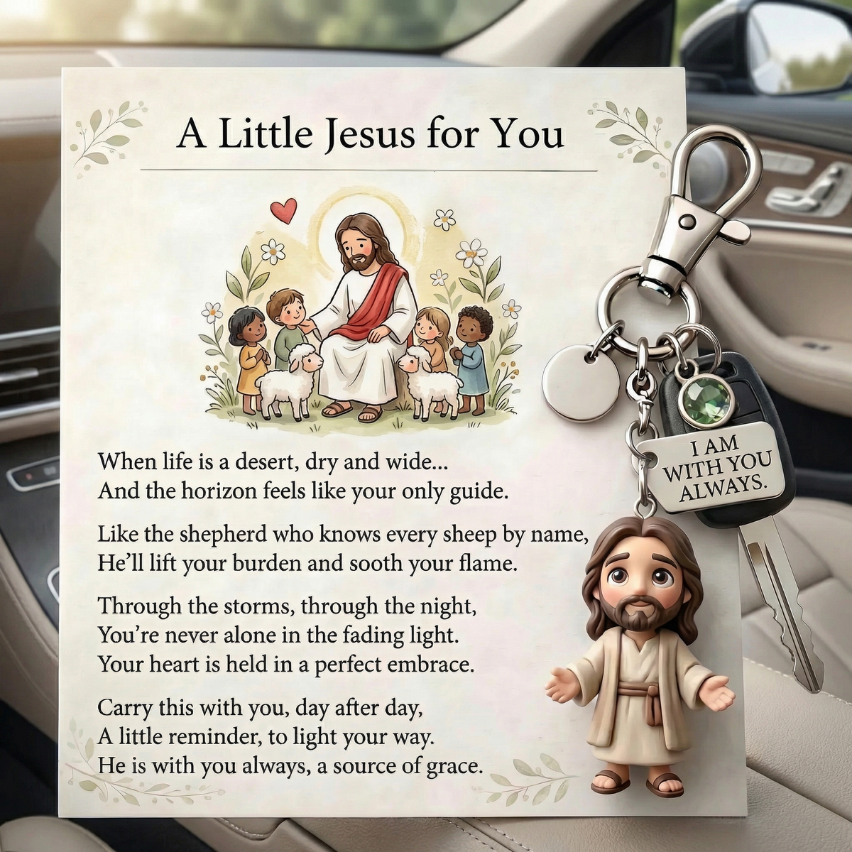 "A Little Jesus for You" - Comforting Pocket Reminder Keychain & Poem Card Gift Set 🌟🙏 - image 7