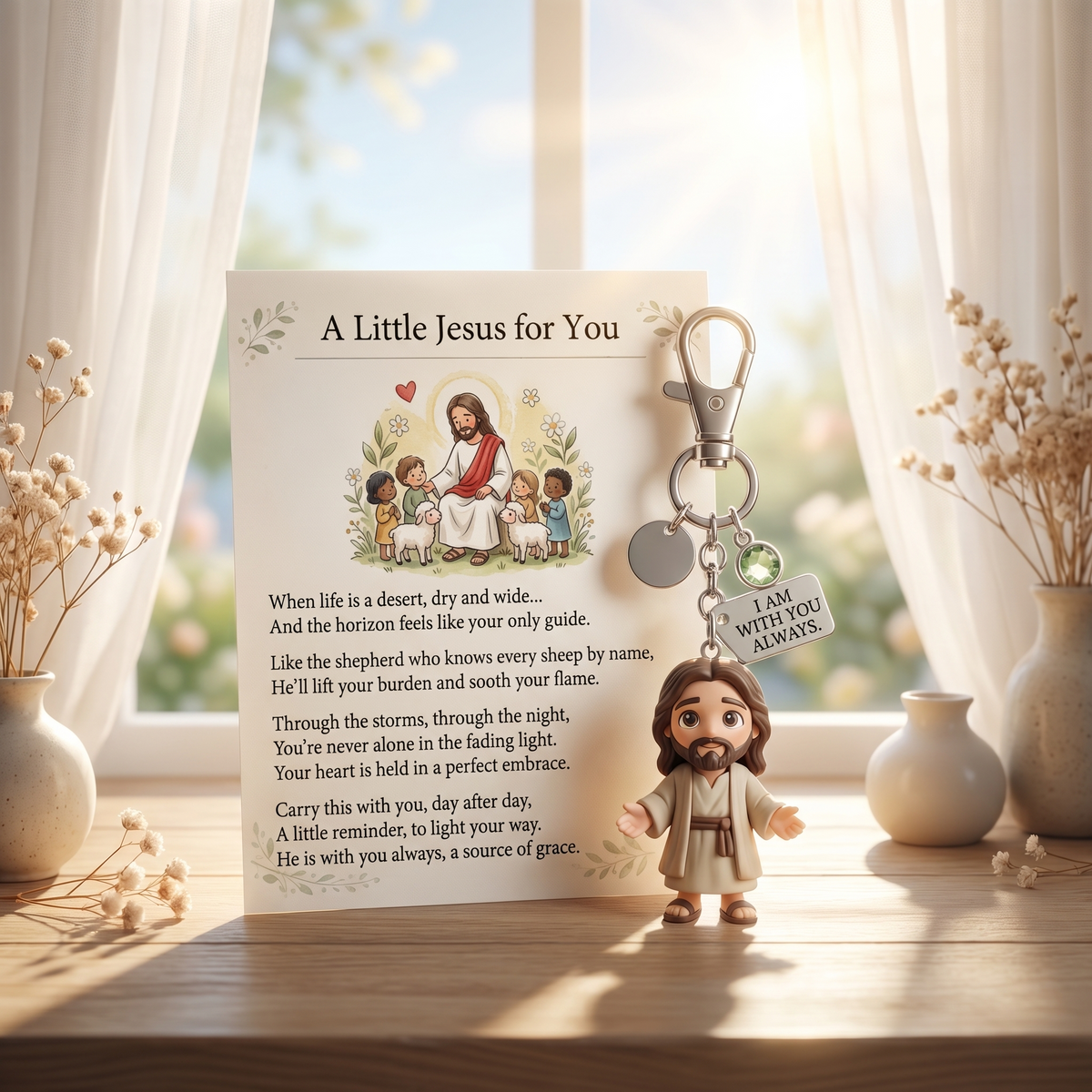 "A Little Jesus for You" - Comforting Pocket Reminder Keychain & Poem Card Gift Set 🌟🙏 - image 9