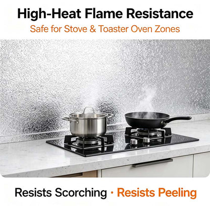 Kitchen Waterproof Oil Proof Aluminum Foil Sticker, Silver Texture Peel🧽 - image 3