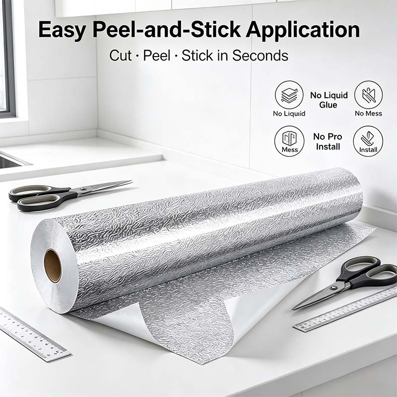 Kitchen Waterproof Oil Proof Aluminum Foil Sticker, Silver Texture Peel🧽 - image 5