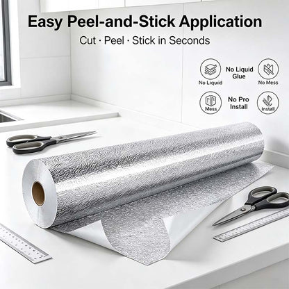Kitchen Waterproof Oil Proof Aluminum Foil Sticker, Silver Texture Peel🧽 - image 5