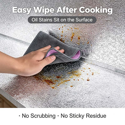 Kitchen Waterproof Oil Proof Aluminum Foil Sticker, Silver Texture Peel🧽 - image 4