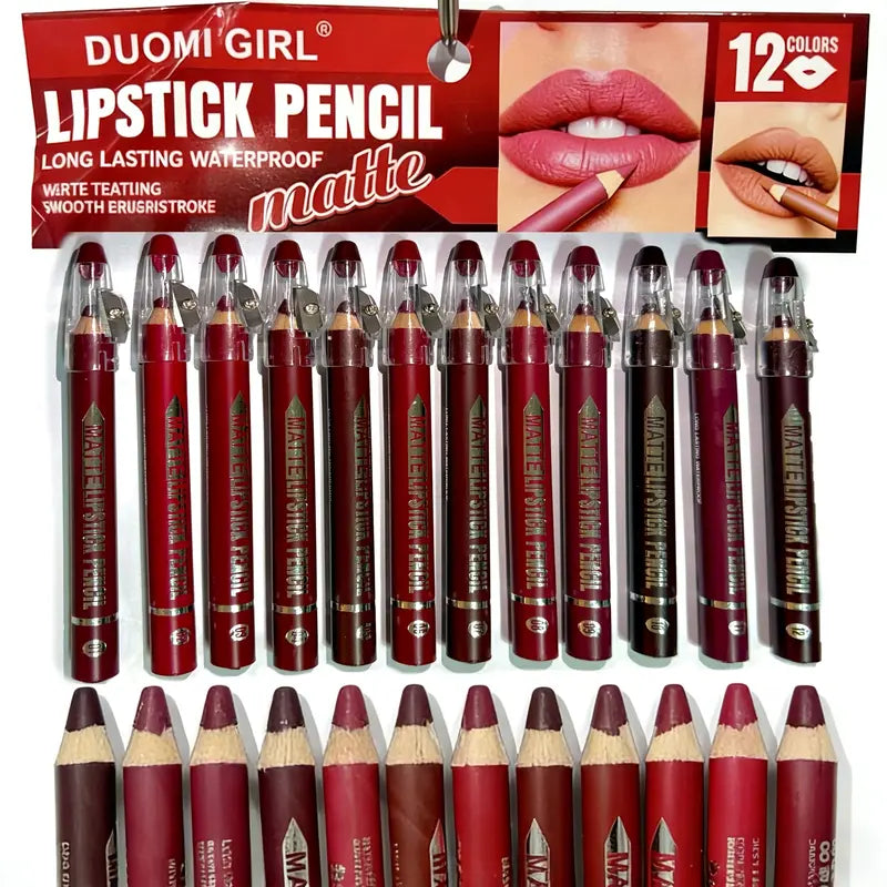12Pcs Matte Lip Liner With Sharpener Set Waterproof Smudgeproof Precise Contour Lipstick Pens 🖌️ - image 9