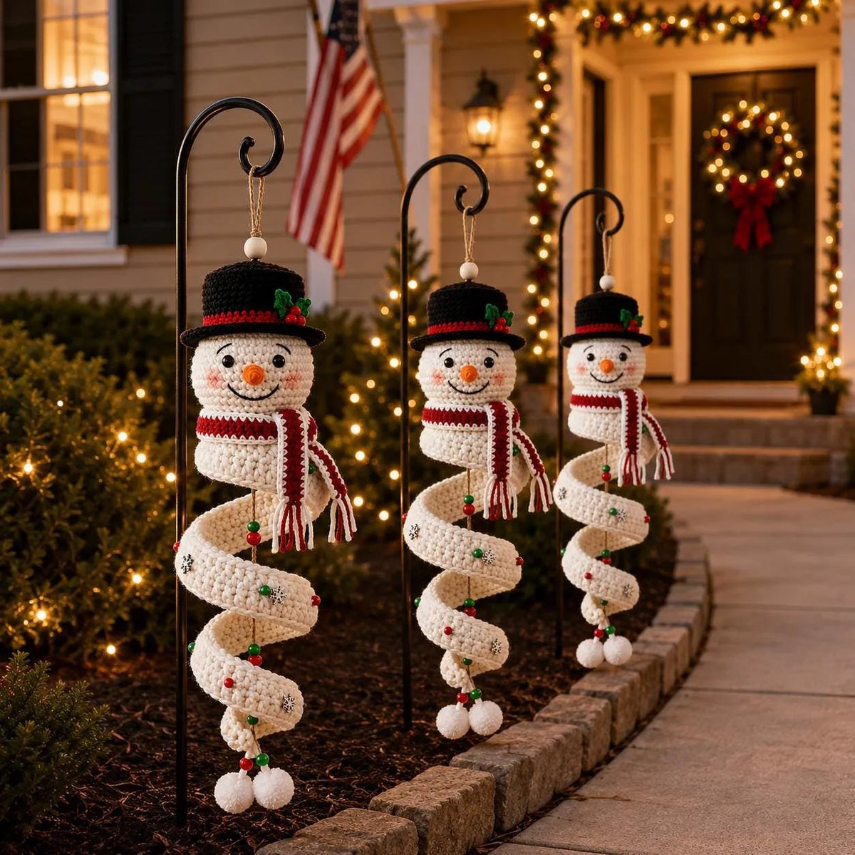 ☃️ Crochet Snowman Spiral Ornament DIY Kit | Complete Beginner-Friendly Set with Soft Yarn, Crochet Hook, Festive Beads, Snowflakes & Step-by-Step Guide 🧶🎄✨ - image 10