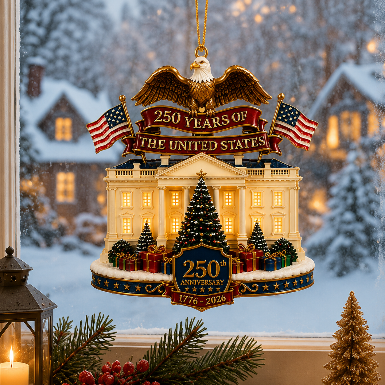 🔥Last 30pcs✨⏰ Limited anniversary edition✨49% OFF!🔥USA 250th Anniversary White House Christmas Ornament