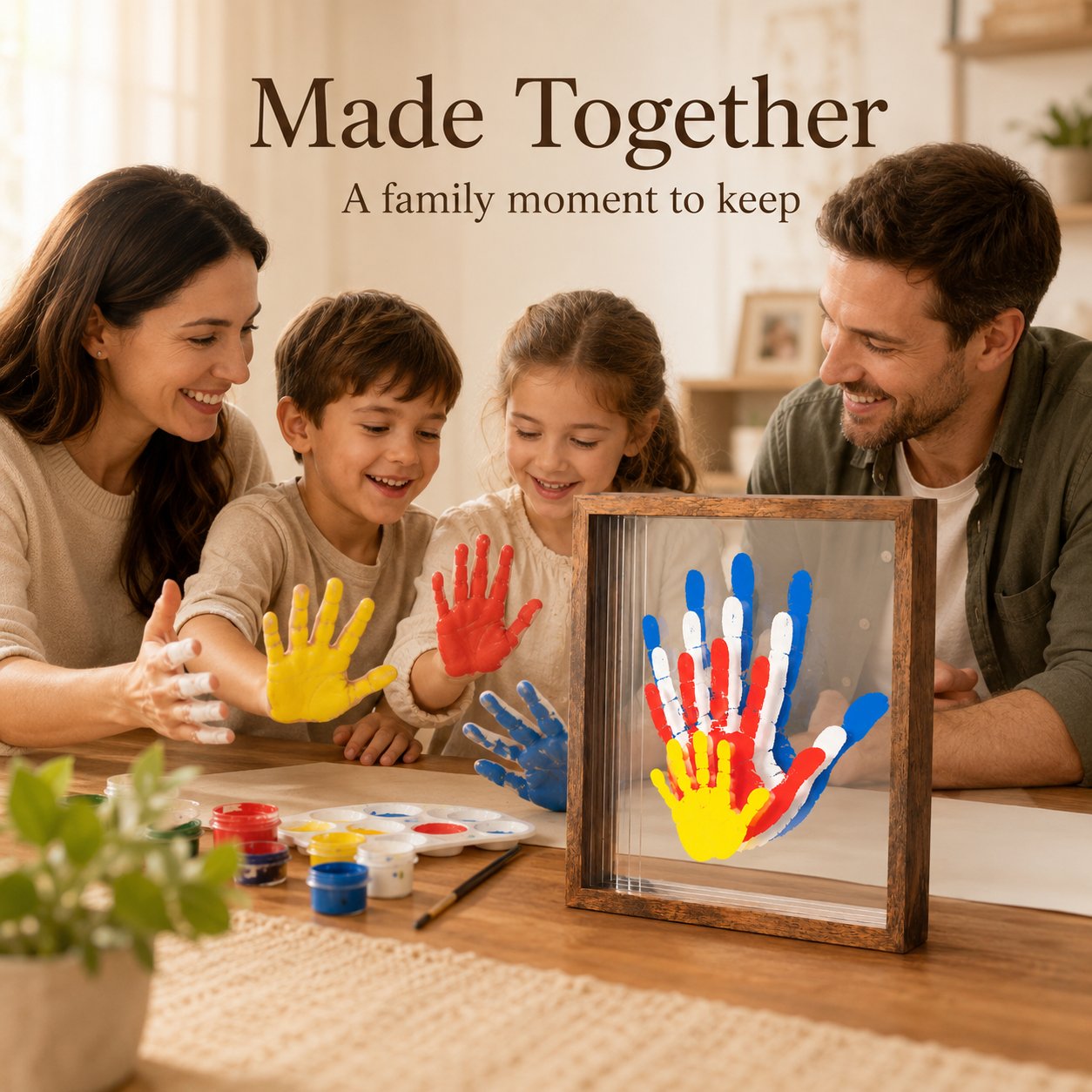 Wooden Transparent Handprint Frame Set, DIY Family Memorial Gift Kit - image 1