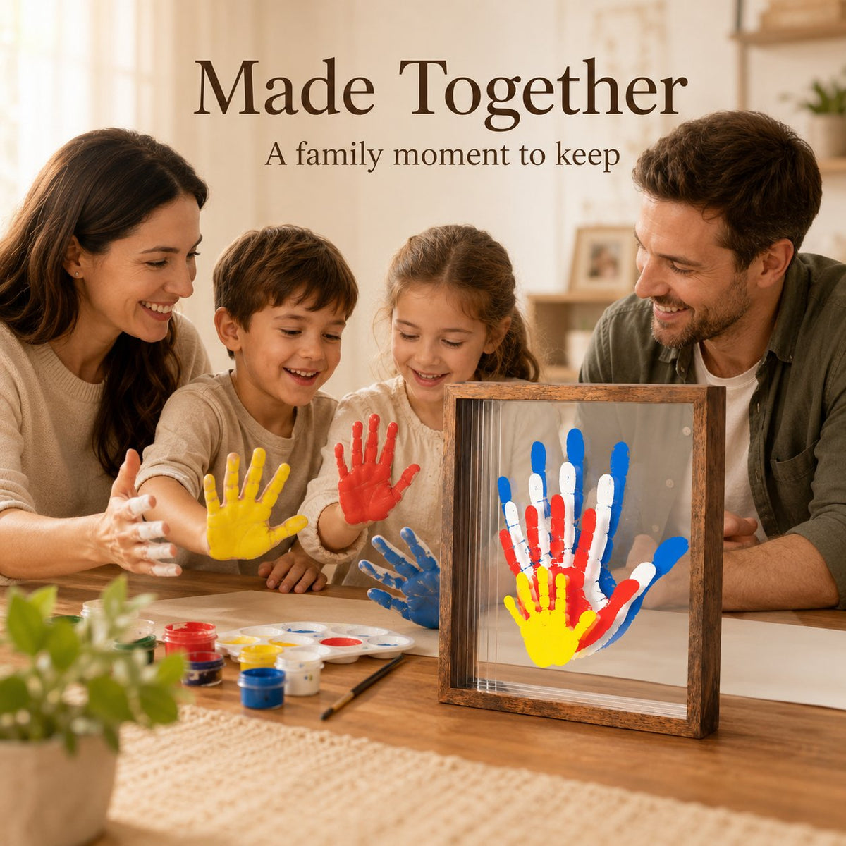 Wooden Transparent Handprint Frame Set, DIY Family Memorial Gift Kit - image 1