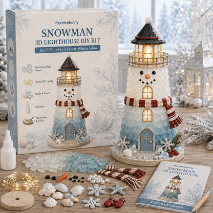 🔥Last 100pcs🔥Beginner-Friendly DIY Lighted Christmas Character Sea Glass-Style Lighthouse Kit Collection | Complete Kit with Sea Glass-Style Pieces, LED Lights & Step-by-Step Guide Included 💕