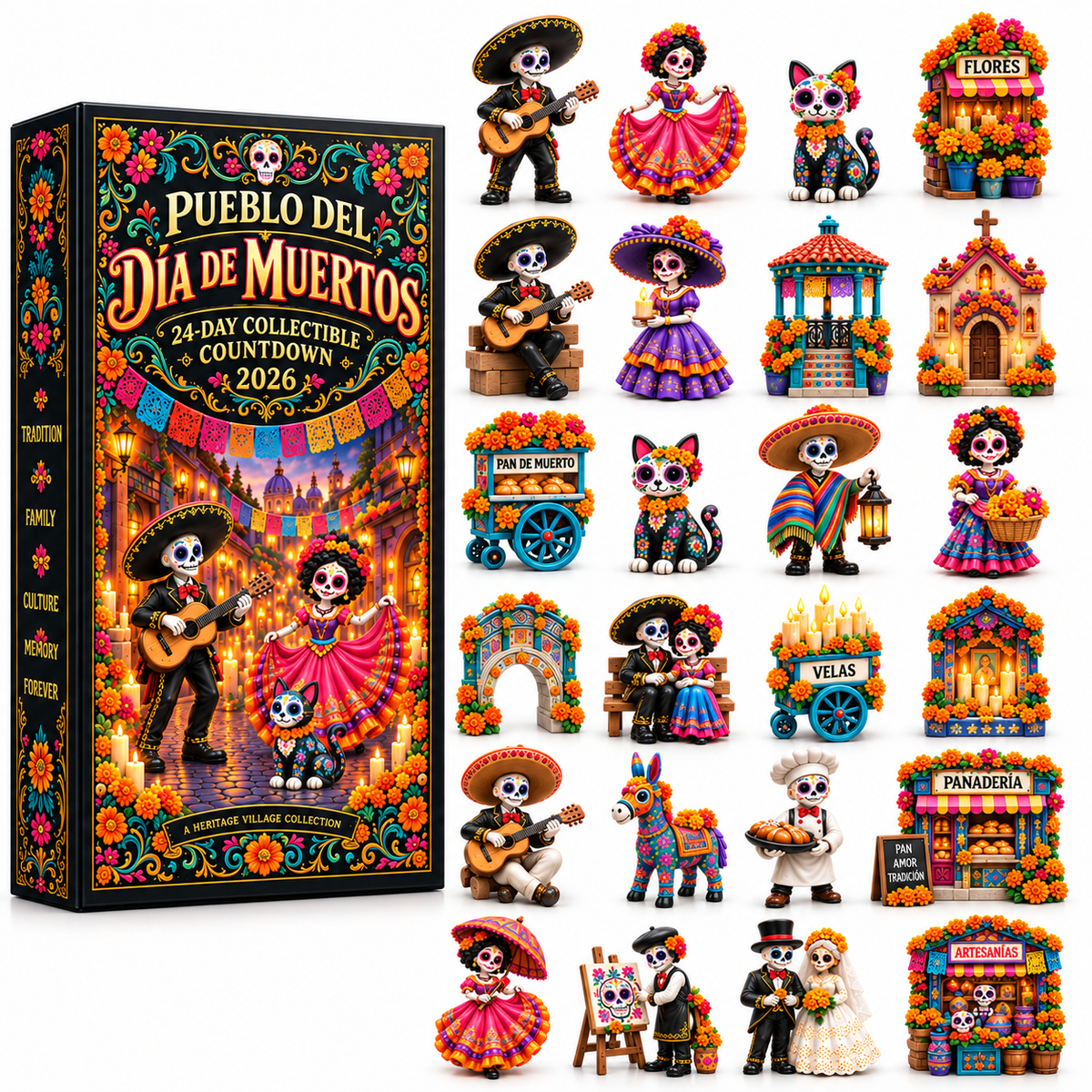 Pueblo del Día de Muertos 2026 – 24-Day Day of the Dead Collectible Countdown Calendar with 24 Unique Miniatures - image 10
